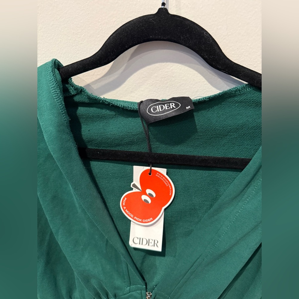 Cider Emerald Green Cropped Hooded Corset Zip-Up Top - Picture 3 of 5